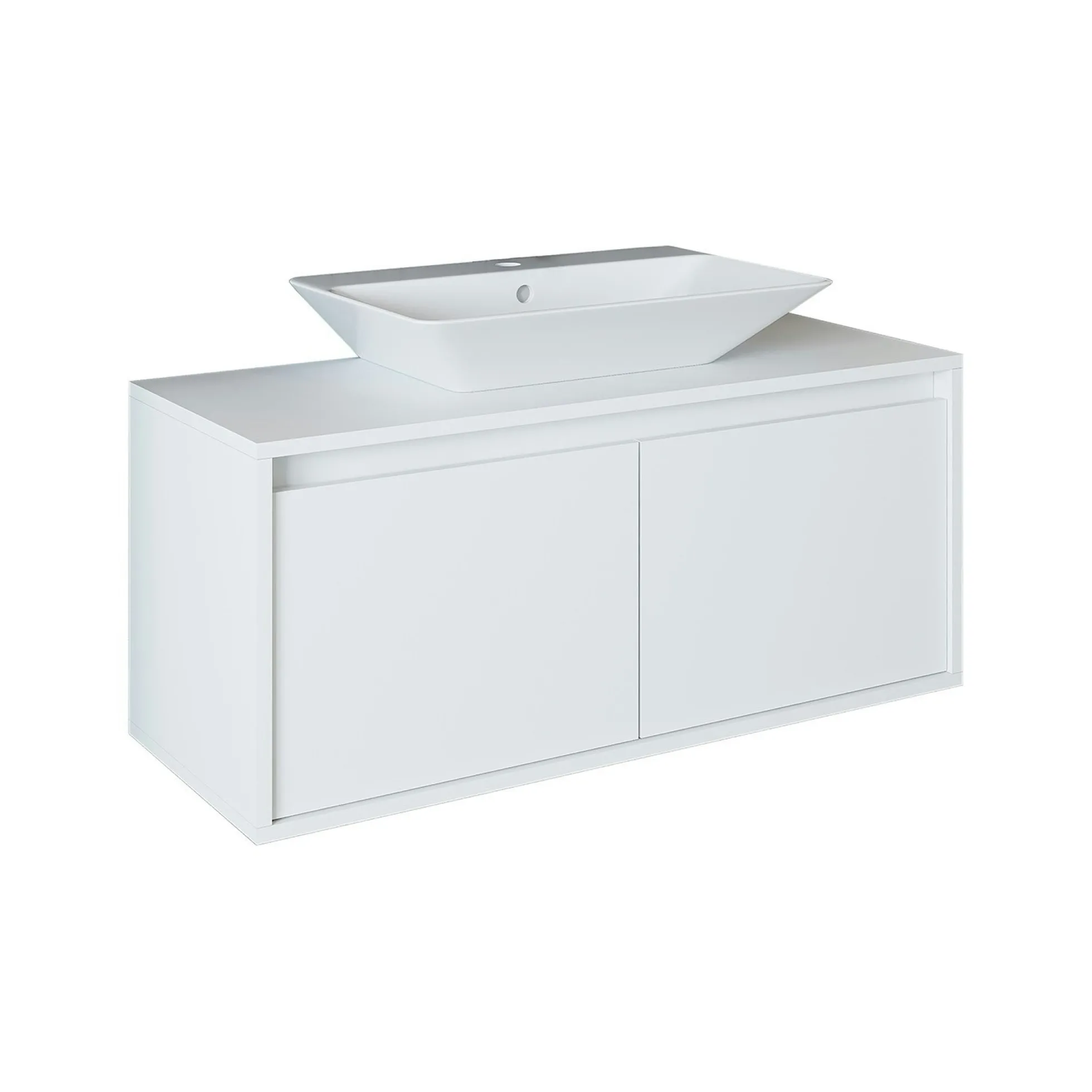 Meuble vasque suspendu blanc 2 portes FLOE