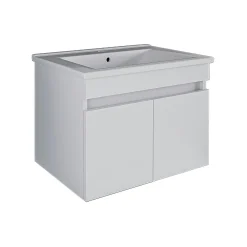 Meuble vasque suspendu blanc 65 cm 2 portes LAO