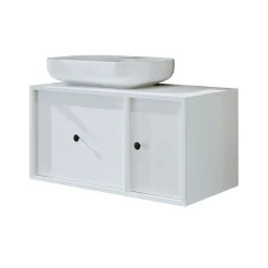 Meuble vasque suspendu blanc 1 tiroir 1 porte RILL