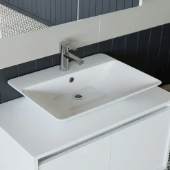 Meuble vasque suspendu blanc 2 portes VIVE
