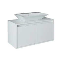 Meuble vasque suspendu blanc 2 portes VIVE