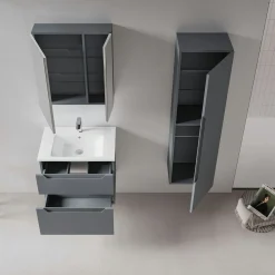 Meuble vasque suspendu 65 cm anthracite 2 tiroirs ELYO