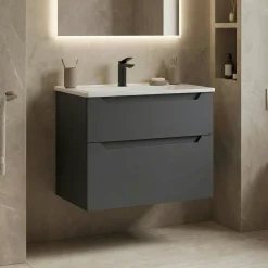 Meuble vasque suspendu 65 cm anthracite 2 tiroirs ELYO