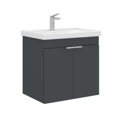 Meuble vasque suspendu 60 cm anthracite 2 portes NEA