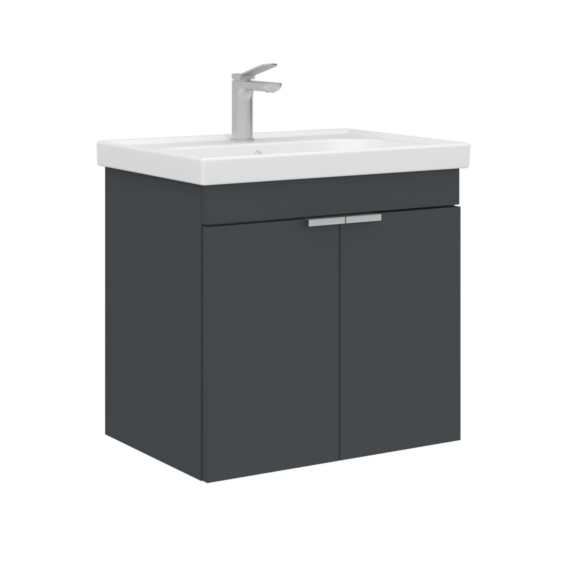 Meuble vasque suspendu 60 cm anthracite 2 portes NEA