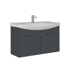 Meuble vasque suspendu 100 cm anthracite 2 portes UMI