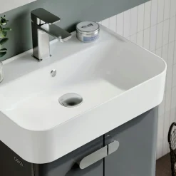 Meuble vasque suspendu 55 cm anthracite 2 portes DRIF