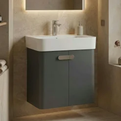 Meuble vasque suspendu 55 cm anthracite 2 portes DRIF