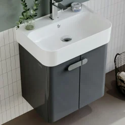 Meuble vasque suspendu 55 cm anthracite 2 portes DRIF
