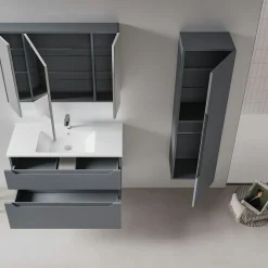 Meuble vasque suspendu 100 cm anthracite 2 tiroirs ELYO