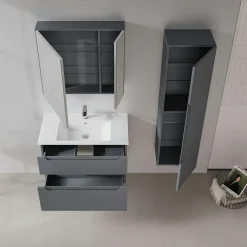 Meuble vasque suspendu 85 cm anthracite 2 tiroirs ELYO