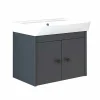 Meuble vasque suspendu 60 cm anthracite 2 portes JUSA