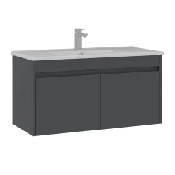 Meuble vasque suspendu 100 cm anthracite 2 portes MOANA