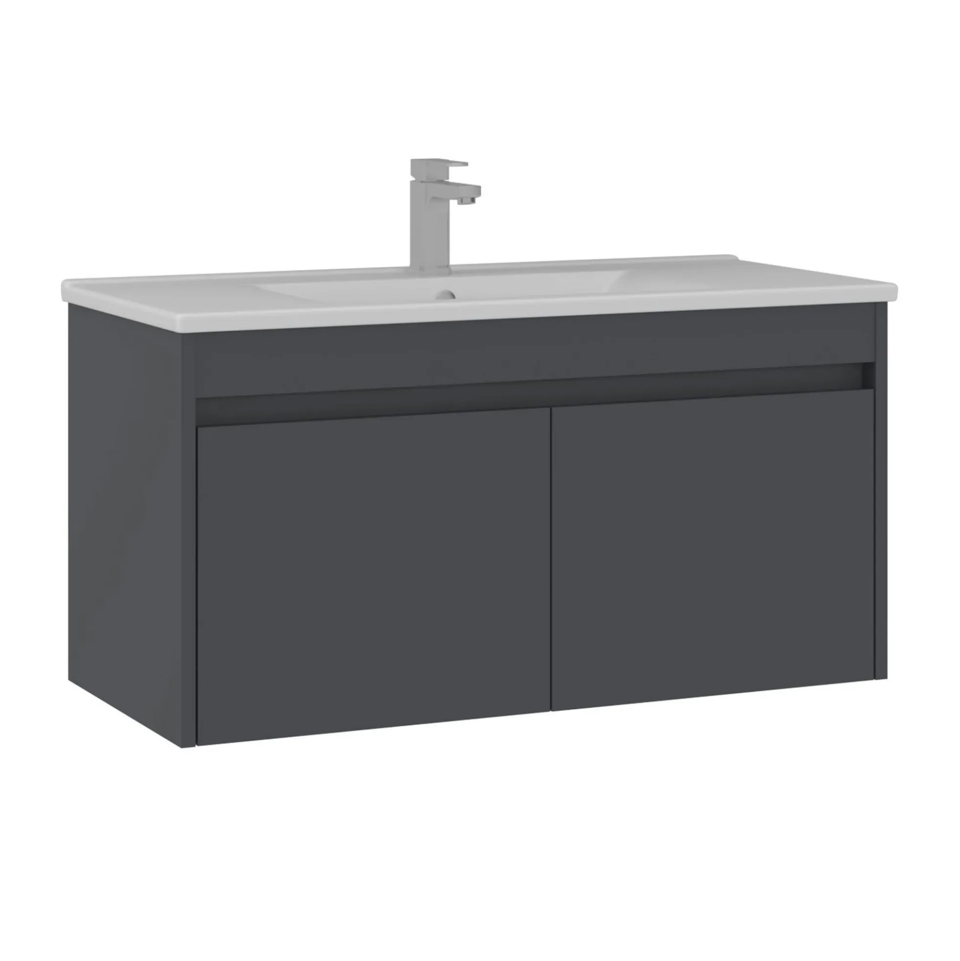 Meuble vasque suspendu 100 cm anthracite 2 portes MOANA