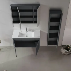 Meuble vasque suspendu 100 cm anthracite 2 portes MOANA