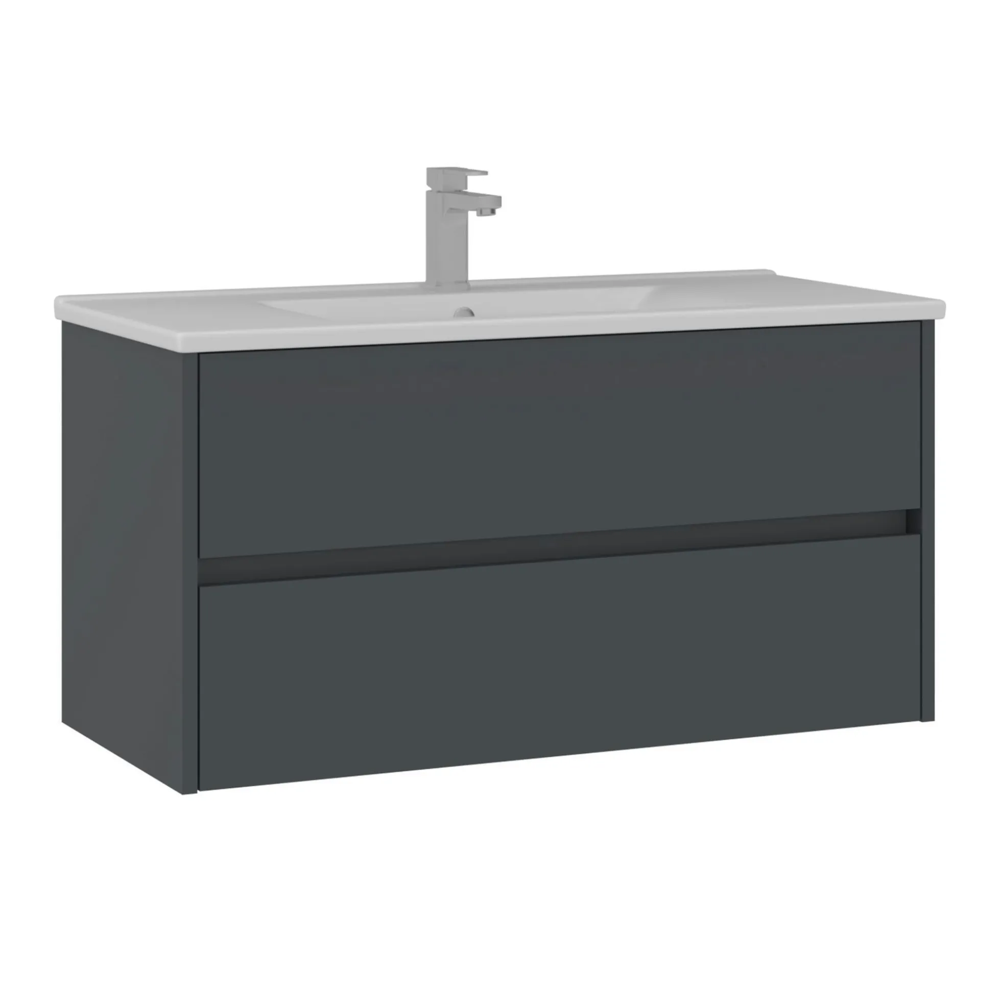 Meuble vasque suspendu 100 cm anthracite 2 tiroirs MOANA