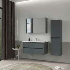 Meuble vasque suspendu 100 cm anthracite 2 tiroirs MOANA