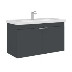 Meuble vasque suspendu 100 cm anthracite 2 portes NEA