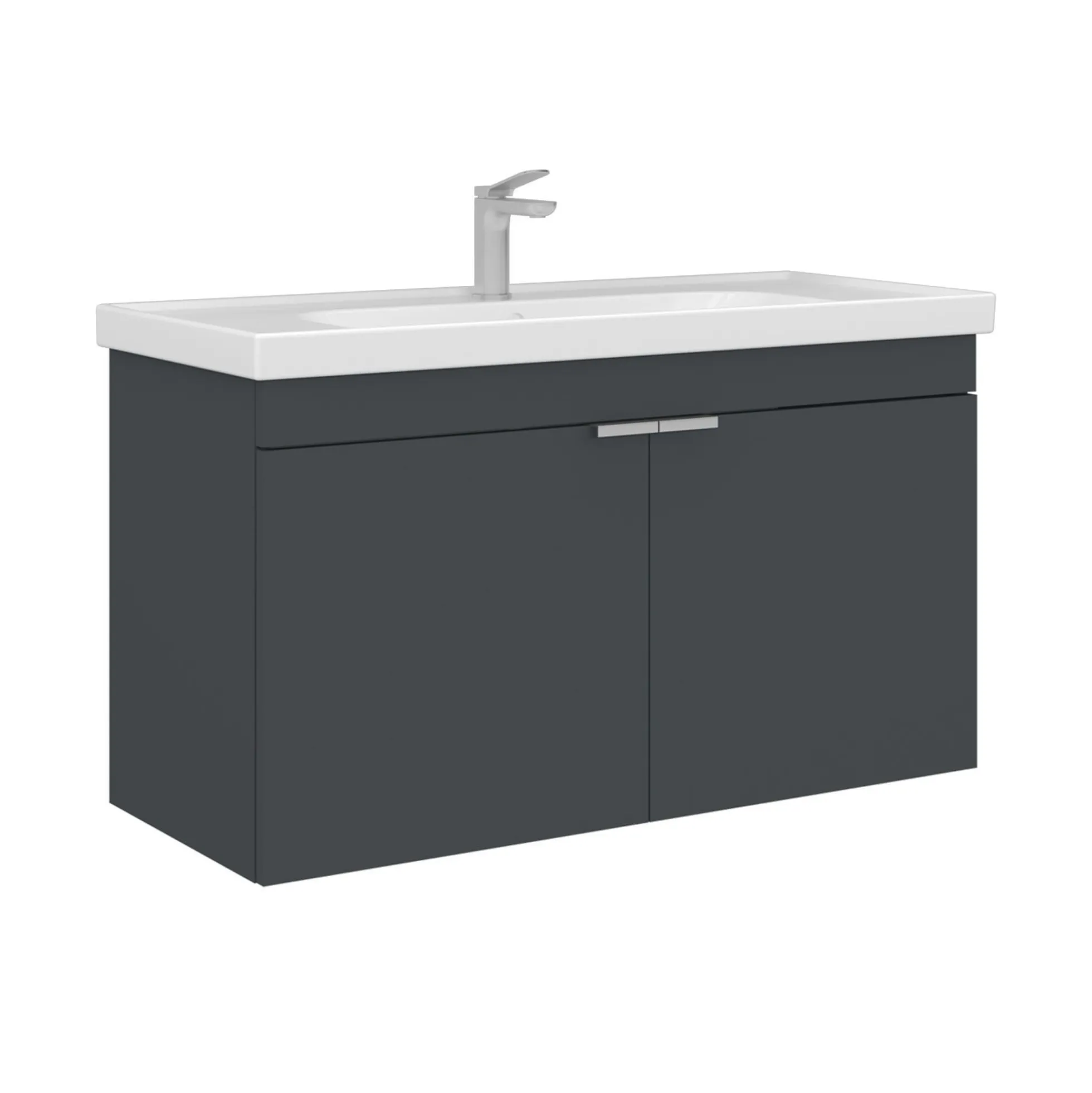 Meuble vasque suspendu 100 cm anthracite 2 portes NEA