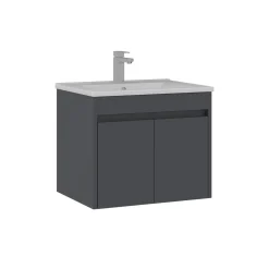 Meuble vasque suspendu 65 cm anthracite 2 portes MOANA