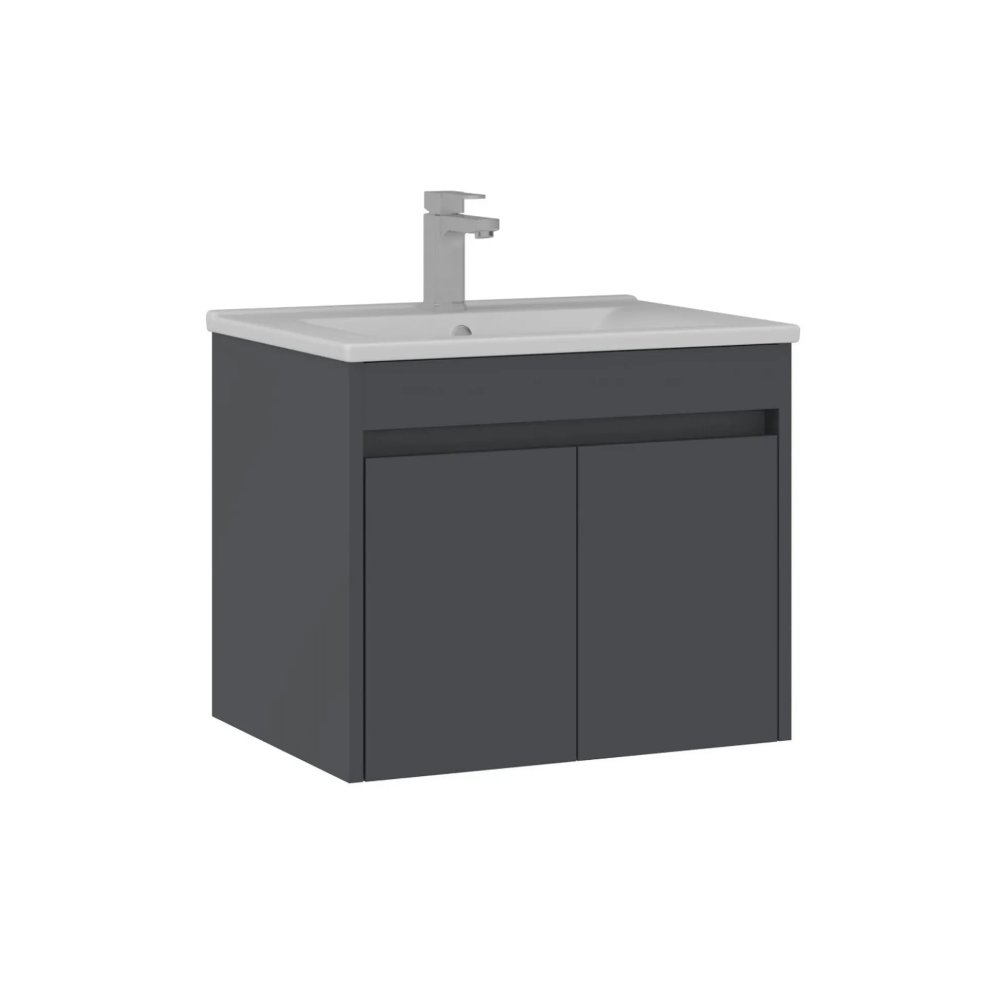 Meuble vasque suspendu 65 cm anthracite 2 portes MOANA
