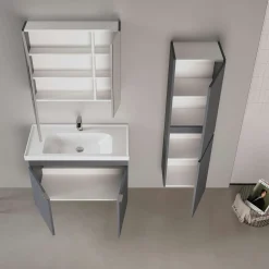 Meuble vasque suspendu 90 cm anthracite 2 portes NEA