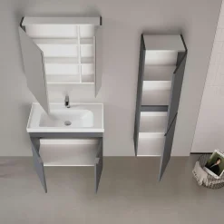 Meuble vasque suspendu 80 cm anthracite 2 portes NEA
