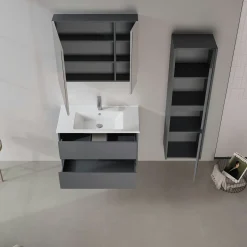 Meuble vasque suspendu 85 cm anthracite 2 tiroirs MOANA