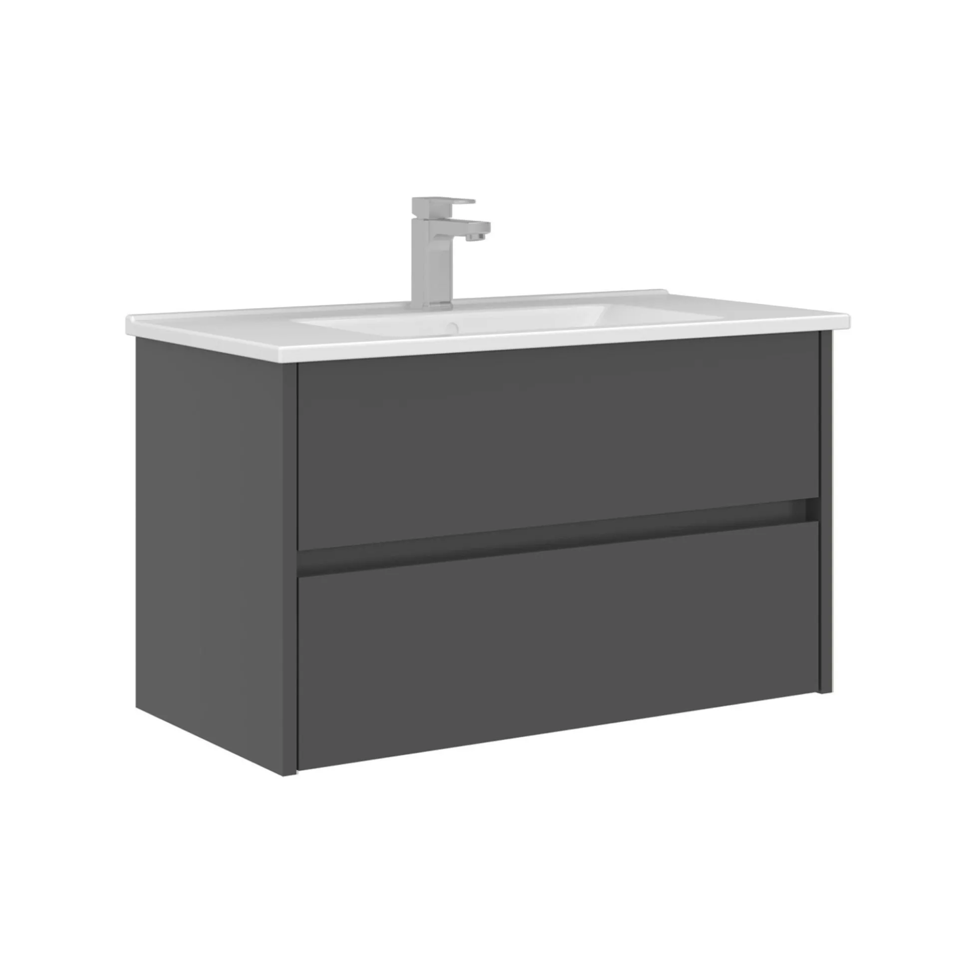 Meuble vasque suspendu 85 cm anthracite 2 tiroirs NAÏA