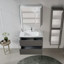 Meuble vasque suspendu 85 cm anthracite 2 tiroirs NAÏA