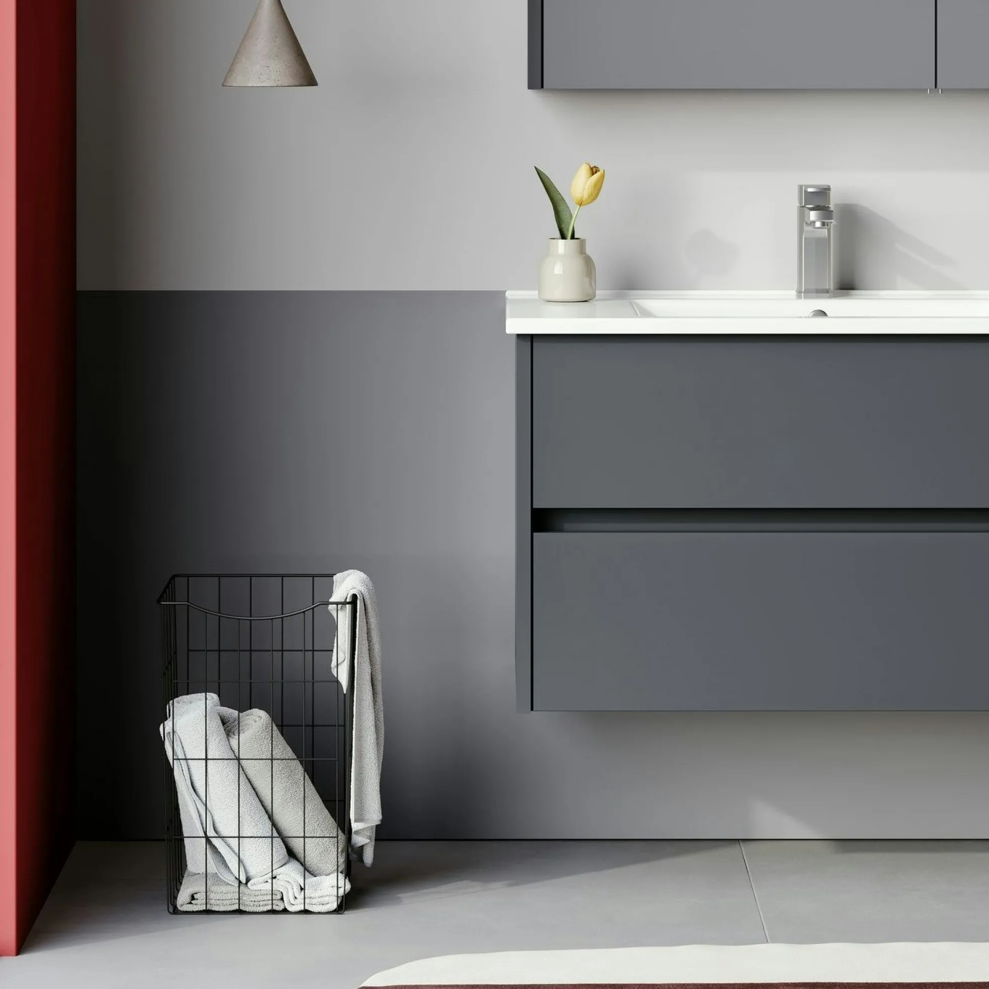 Meuble vasque suspendu 85 cm anthracite 2 tiroirs NAÏA