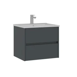 Meuble vasque suspendu 65 cm anthracite 2 tiroirs MOANA