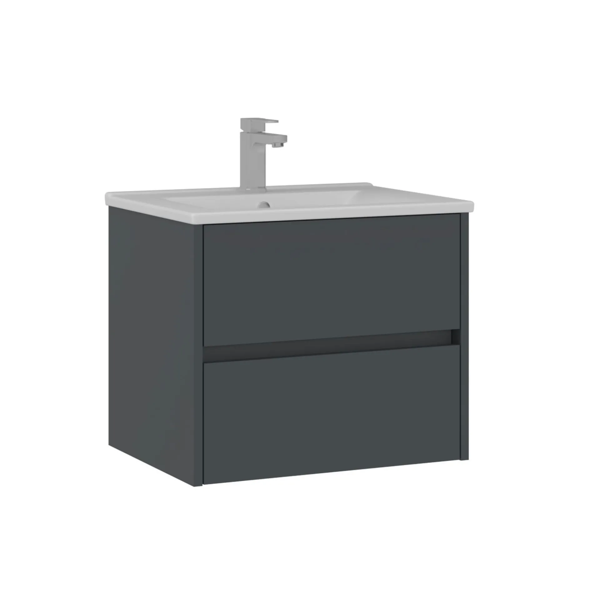 Meuble vasque suspendu 65 cm anthracite 2 tiroirs MOANA