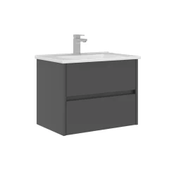 Meuble vasque suspendu 65 cm anthracite 2 tiroirs NAÏA