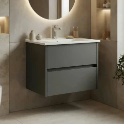 Meuble vasque suspendu 65 cm anthracite 2 tiroirs NAÏA