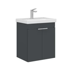 Meuble vasque suspendu 50 cm anthracite 2 portes NEA