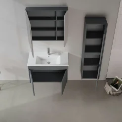 Meuble vasque suspendu 85 cm anthracite 2 portes MOANA