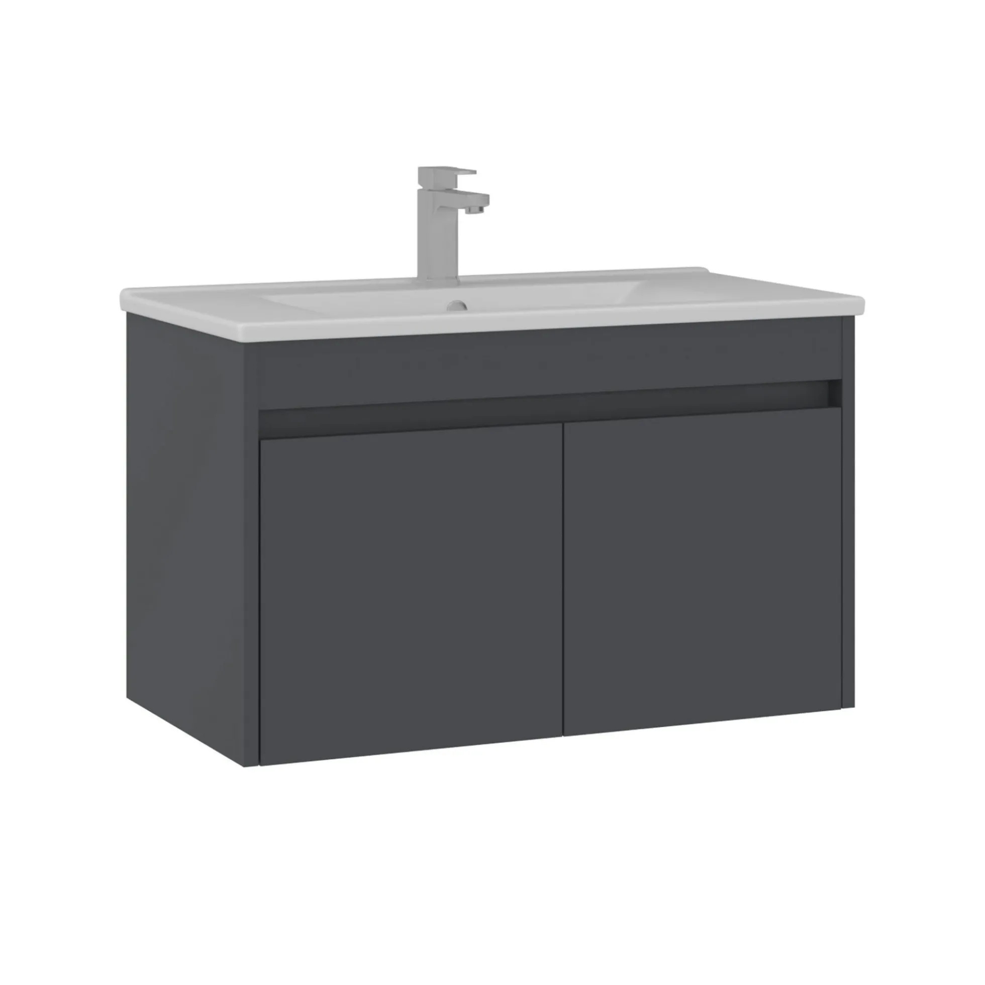 Meuble vasque suspendu 85 cm anthracite 2 portes MOANA
