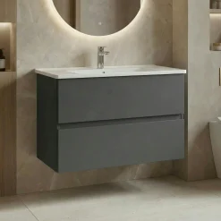 Meuble vasque suspendu 91 cm anthracite 2 tiroirs OCEA