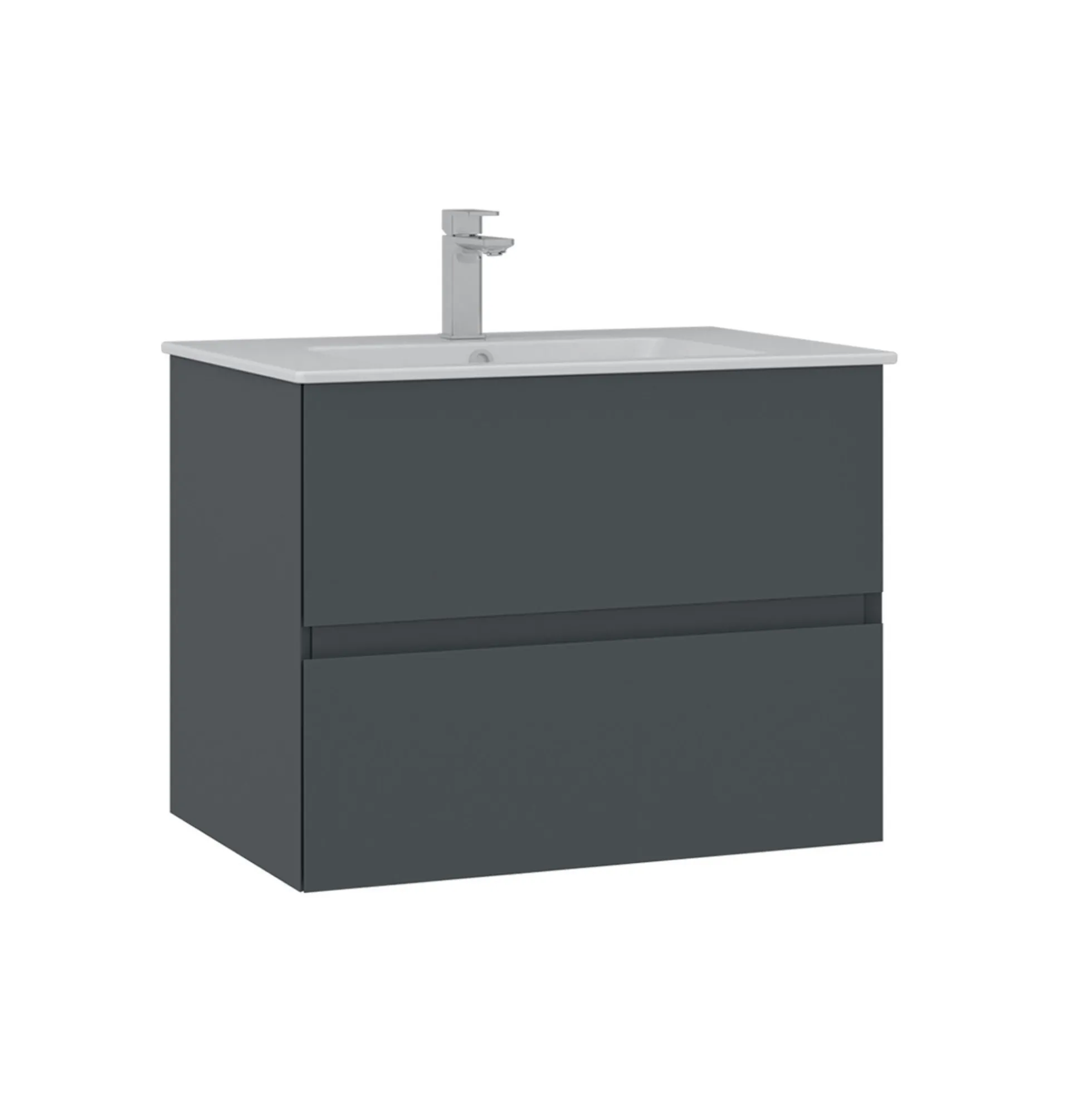 Meuble vasque suspendu 71 cm anthracite 2 tiroirs OCEA