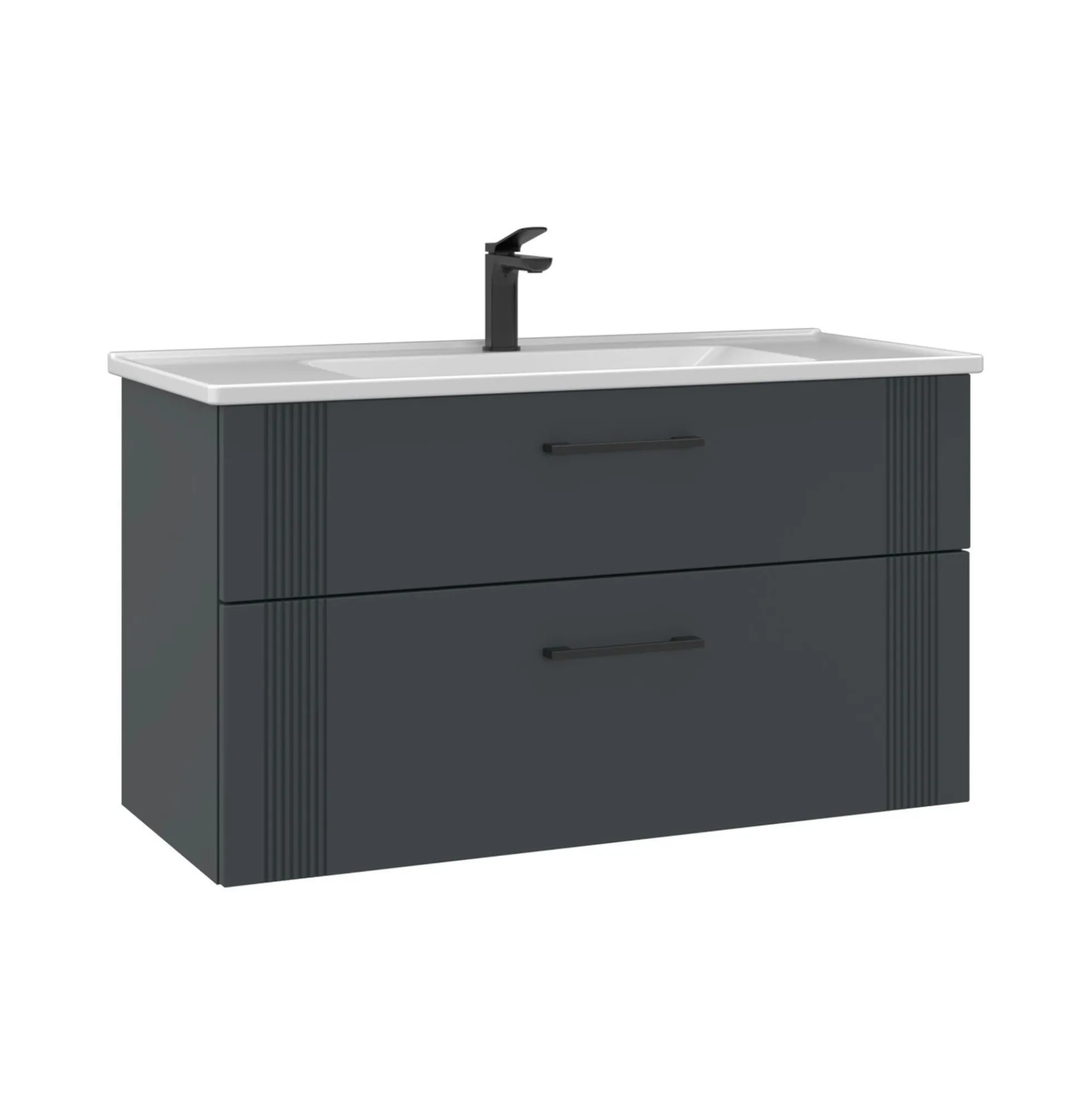 Meuble vasque suspendu 100 cm anthracite 2 tiroirs ONDIA