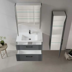 Meuble vasque suspendu 85 cm anthracite 2 tiroirs ONDIA