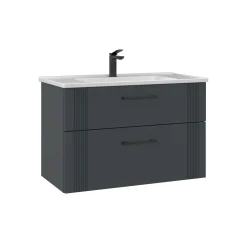 Meuble vasque suspendu 85 cm anthracite 2 tiroirs ONDIA
