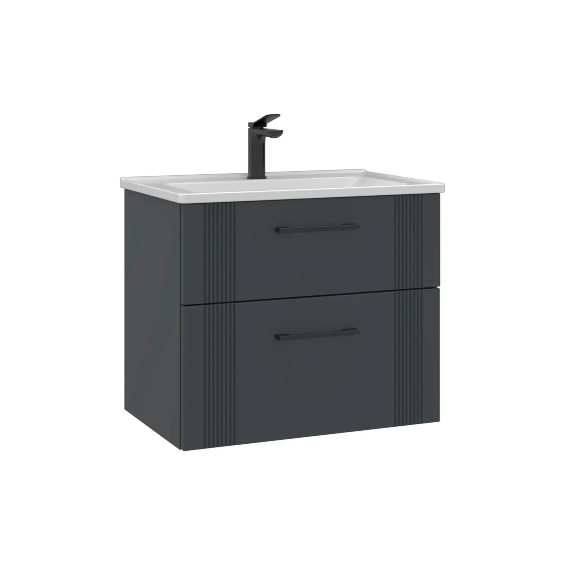 Meuble vasque suspendu 65 cm anthracite 2 tiroirs ONDIA