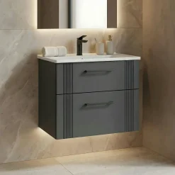 Meuble vasque suspendu 65 cm anthracite 2 tiroirs ONDIA