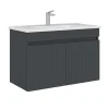 Meuble vasque suspendu 85 cm anthracite 2 portes YARA