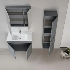 Meuble vasque suspendu 85 cm anthracite 2 portes YARA