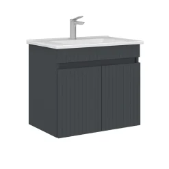 Meuble vasque suspendu 65 cm anthracite 2 portes YARA