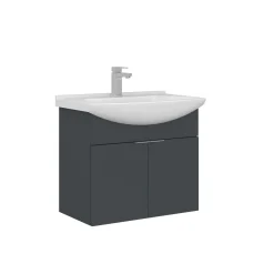 Meuble vasque suspendu 65 cm anthracite 2 portes UMI