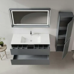 Meuble vasque suspendu 121 cm anthracite 2 tiroirs OCEA